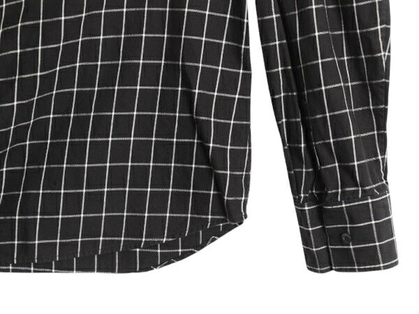 90s LAUREN ラルフローレン チェック 長袖 シャツ レディース L 黒 古着 オールド ポロ コットン ブラウス ポケット付き ツートン ブラック
