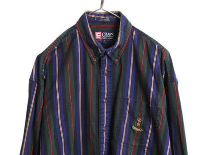 90s チャップス ラルフローレン ストライプ 長袖 ボタンダウン シャツ メンズ L / 古着 オールド ポロ コットン ポケット付き マルチカラー