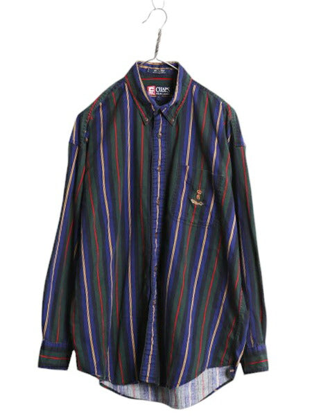 90s チャップス ラルフローレン ストライプ 長袖 ボタンダウン シャツ メンズ L / 古着 オールド ポロ コットン ポケット付き マルチカラー