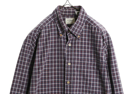 エルエルビーン チェック 長袖 ボタンダウン シャツ メンズ M 古着 LLBean コットン 長袖シャツ ポケット付き マルチカラー BD ワイシャツ