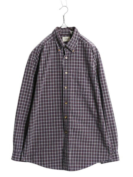 エルエルビーン チェック 長袖 ボタンダウン シャツ メンズ M 古着 LLBean コットン 長袖シャツ ポケット付き マルチカラー BD ワイシャツ