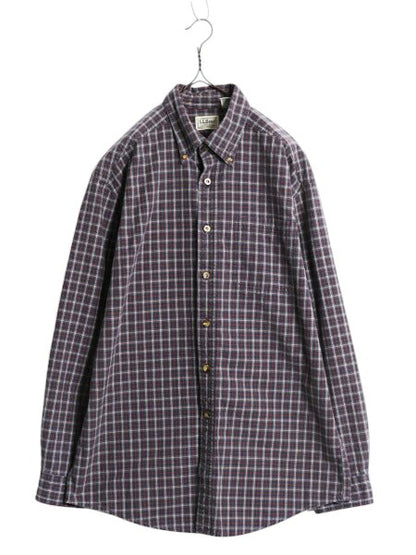 エルエルビーン チェック 長袖 ボタンダウン シャツ メンズ M 古着 LLBean コットン 長袖シャツ ポケット付き マルチカラー BD ワイシャツ
