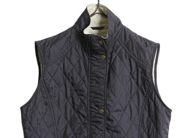 バブアー サマー リッズデイル ベスト レディース L 程/ Barbour 中綿 ナイロン キルティング 3ワラント フルジップ重ね着 ハイネック 紺