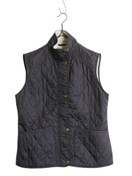 バブアー サマー リッズデイル ベスト レディース L 程/ Barbour 中綿 ナイロン キルティング 3ワラント フルジップ重ね着 ハイネック 紺