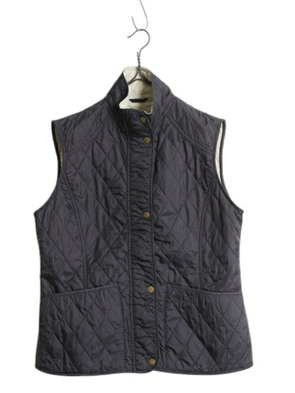 バブアー サマー リッズデイル ベスト レディース L 程/ Barbour 中綿 ナイロン キルティング 3ワラント フルジップ重ね着 ハイネック 紺
