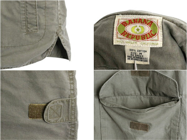 80s バナナリパブリック サファリ ベスト メンズ M 古着 ヴィンテージ BANANA REPUBLIC 収納 フード ハンティング フィッシング アウトドア