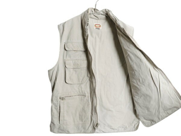 80s バナナリパブリック サファリ ベスト メンズ XL / ヴィンテージ ハンティング フィッシング アウトドア 大きいサイズ  収納 フード 灰
