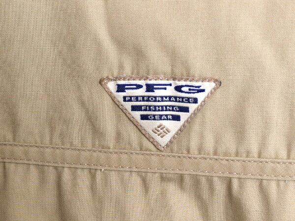 90s コロンビア フィッシング ベスト メンズ XL / オールド Columbia PFG フルジップ アウトドア 重ね着 ショート丈 ベージュ 大きいサイズ