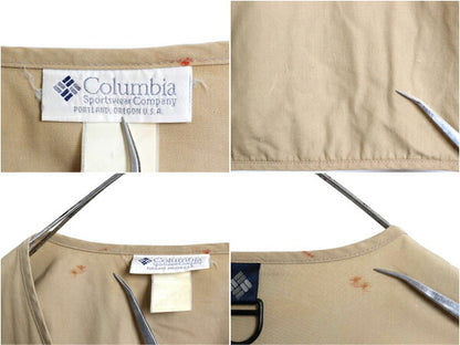 90s コロンビア フィッシング ベスト メンズ XL / オールド Columbia PFG フルジップ アウトドア 重ね着 ショート丈 ベージュ 大きいサイズ