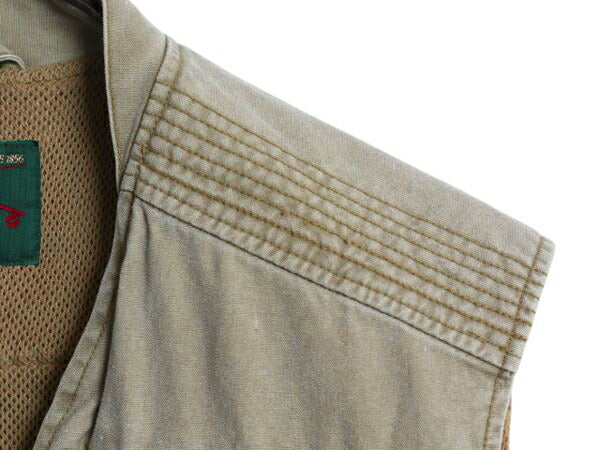 90s オービス サファリ ベスト メンズ L / オールド 旧タグ ORVIS アウトドア 重ね着 フィッシング ハンティング 多ポケット 前開き カーキ