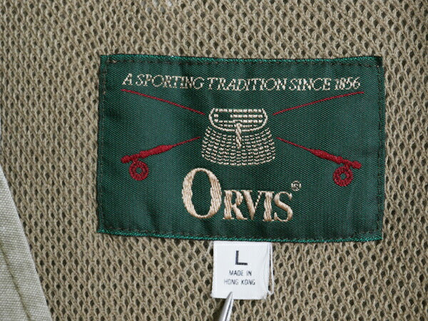 90s オービス サファリ ベスト メンズ L / オールド 旧タグ ORVIS アウトドア 重ね着 フィッシング ハンティング 多ポケット 前開き カーキ