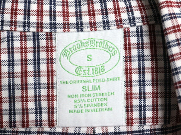 ブルックスブラザーズ オックスフォード チェック ボタンダウン シャツ メンズ S / コットン ワンポイント ワイシャツ スリムフィット BD
