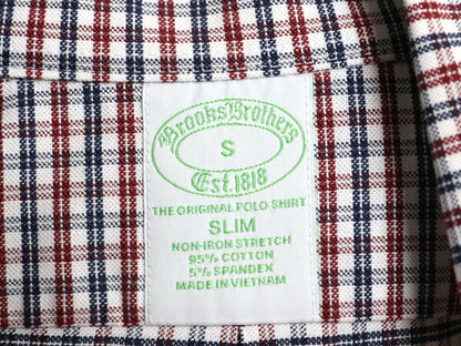 ブルックスブラザーズ オックスフォード チェック ボタンダウン シャツ メンズ S / コットン ワンポイント ワイシャツ スリムフィット BD