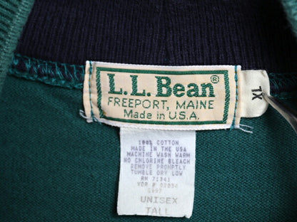 80s USA製 エルエルビーン モックネック ボーダー 長袖 Tシャツ メンズ レディース XL ヴィンテージ LLBEAN ロンT ラガーシャツ 素材 厚手