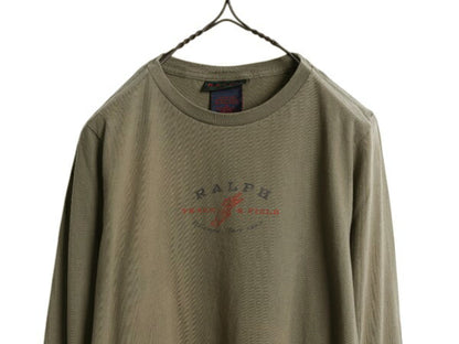 90s ラルフローレン プリント 長袖 Tシャツ レディース M / オールド ポロ ロンT ウィングフット ロングスリーブ カットソー クルーネック