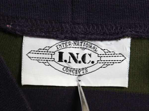 90s モックネック ワイド ボーダー 長袖 Tシャツ メンズ M オールド ロンT 100% コットン ハイネック ツートン ロングスリーブ カットソー