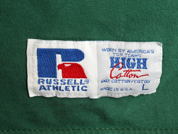 90s USA製 ラッセル モックネック 無地 長袖 Tシャツ 古着 メンズ L オールド ロンT ブランク ヘビーウェイト ロングスリーブ カットソー