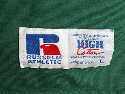 90s USA製 ラッセル モックネック 無地 長袖 Tシャツ 古着 メンズ L オールド ロンT ブランク ヘビーウェイト ロングスリーブ カットソー