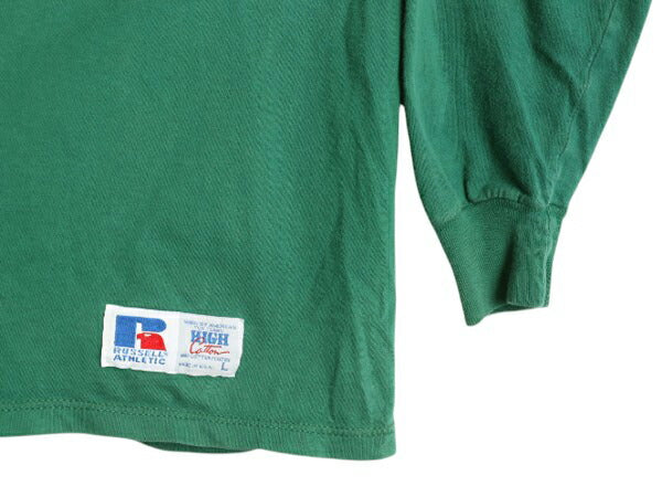 90s USA製 ラッセル モックネック 無地 長袖 Tシャツ 古着 メンズ L オールド ロンT ブランク ヘビーウェイト ロングスリーブ カットソー