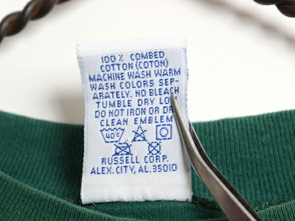90s USA製 ラッセル モックネック 無地 長袖 Tシャツ 古着 メンズ L オールド ロンT ブランク ヘビーウェイト ロングスリーブ カットソー
