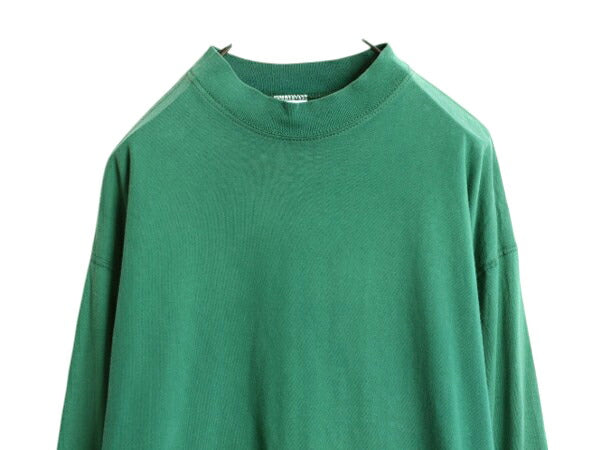 90s USA製 ラッセル モックネック 無地 長袖 Tシャツ 古着 メンズ L オールド ロンT ブランク ヘビーウェイト ロングスリーブ カットソー