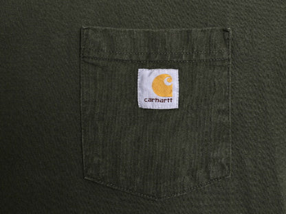 カーハート ポケット付き 長袖 Tシャツ メンズ L / ヘビーウェイト ロンT ポケT ロングスリーブ ワンポイント クルーネック モスグリーン