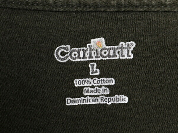 カーハート ポケット付き 長袖 Tシャツ メンズ L / ヘビーウェイト ロンT ポケT ロングスリーブ ワンポイント クルーネック モスグリーン