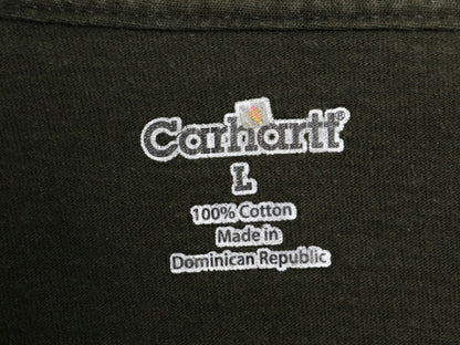カーハート ポケット付き 長袖 Tシャツ メンズ L / ヘビーウェイト ロンT ポケT ロングスリーブ ワンポイント クルーネック モスグリーン