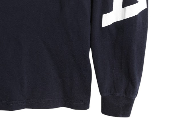 ノースフェイス 3面 プリント 長袖 Tシャツ メンズ L アウトドア ロンT 星条旗 USA ロングスリーブ クルーネック 袖プリント カットソー 紺