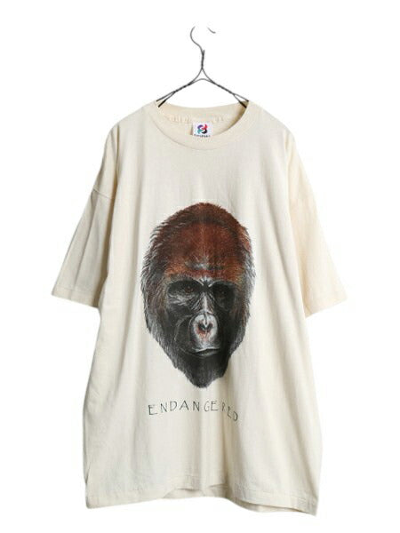 デッドストック 90s USA製 ゴリラ イラスト プリント Tシャツ メンズ XL / 新品 オールド アニマル アート シングルステッチ 大きいサイズ