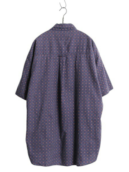 80s USA製 チャップス ラルフローレン 総柄 半袖 ボタンダウン シャツ メンズ XL ヴィンテージ ポロ コットン 大きいサイズ ポケット付き