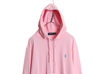 ポロ ラルフローレン 鹿の子 フード パーカー メンズ XL フード付き ポロシャツ 長袖 Tシャツ ロンT プルオーバー カットソー ワンポイント