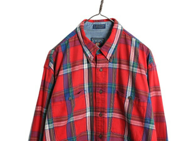 80s チャップス ラルフローレン チェック 長袖 ボタンダウン シャツ メンズ L / ポロ ヴィンテージ 長袖シャツ マルチカラー ポケット付き