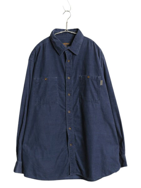 00s ウールリッチ 細畝 コーデュロイ 長袖 シャツ メンズ XL / オールド 無地 長袖シャツ コットン ポケット付き 大きいサイズ シンプル 紺