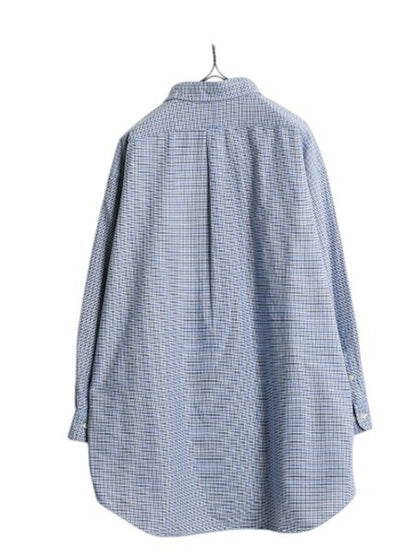 90s ラルフローレン チェック オックスフォード 長袖 ボタンダウン シャツ メンズ XL オールド ポロ 大きいサイズ ワイシャツ ビジネス BD