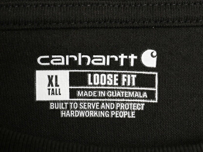 デッドストック カーハート ポケット付き 半袖 Tシャツ メンズ XL / ワンポイント ヘビーウェイト ポケT ルーズフィット 大きいサイズ 黒