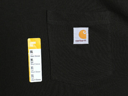 デッドストック カーハート ポケット付き 半袖 Tシャツ メンズ XL / ワンポイント ヘビーウェイト ポケT ルーズフィット 大きいサイズ 黒