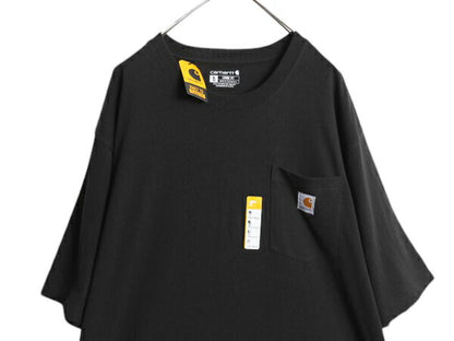 デッドストック カーハート ポケット付き 半袖 Tシャツ メンズ XL / ワンポイント ヘビーウェイト ポケT ルーズフィット 大きいサイズ 黒