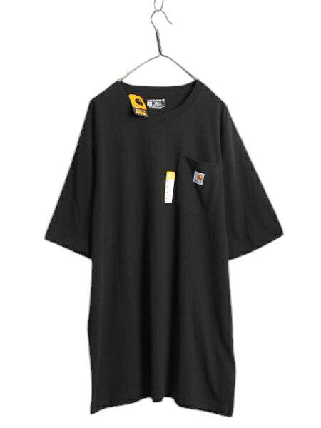 デッドストック カーハート ポケット付き 半袖 Tシャツ メンズ XL / ワンポイント ヘビーウェイト ポケT ルーズフィット 大きいサイズ 黒