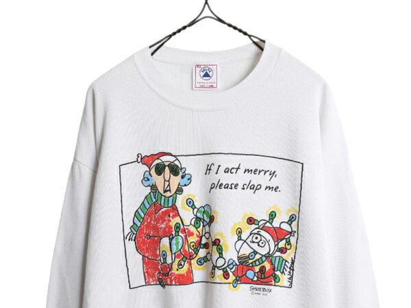 90s USA製 ジョーク キャラクター イラスト プリント スウェット メンズ レディース XL / オールド トレーナー アート 裏起毛 大きいサイズ