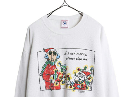 90s USA製 ジョーク キャラクター イラスト プリント スウェット メンズ レディース XL / オールド トレーナー アート 裏起毛 大きいサイズ