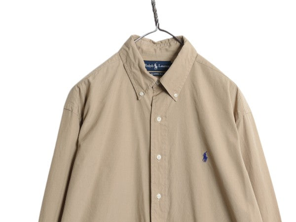 90s ラルフローレン オックスフォード 長袖 ボタンダウン シャツ メンズ L / オールド ポロ 長袖シャツ ワイシャツ コットン 薄手 ゆったり