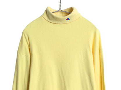 80s USA製 チャンピオン タートルネック 長袖 Tシャツ メンズ XL ヴィンテージ ロンT スムース 素材 大きいサイズ ワンポイント カットソー