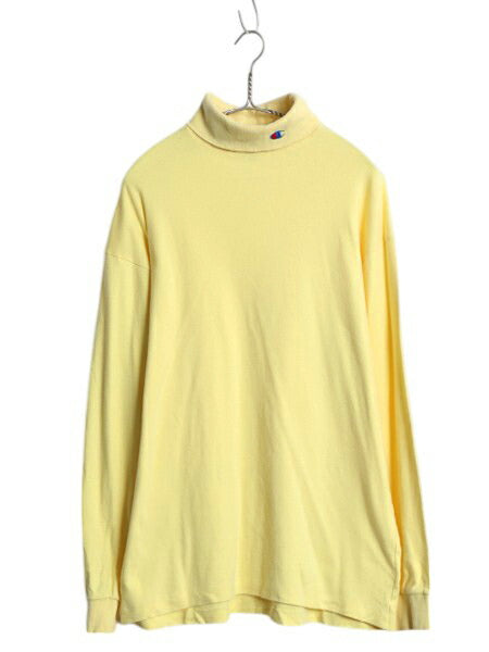 80s USA製 チャンピオン タートルネック 長袖 Tシャツ メンズ XL ヴィンテージ ロンT スムース 素材 大きいサイズ ワンポイント カットソー