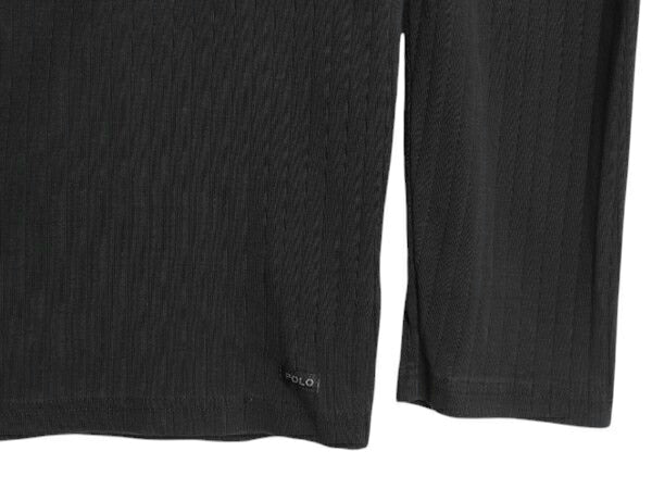 90s ポロ ラルフローレン 長袖 Tシャツ メンズ XL / オールド クルーネック リブ編み 針抜き 大きいサイズ ロンT カットソー コットン 黒
