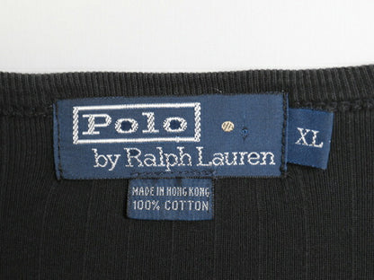 90s ポロ ラルフローレン 長袖 Tシャツ メンズ XL / オールド クルーネック リブ編み 針抜き 大きいサイズ ロンT カットソー コットン 黒