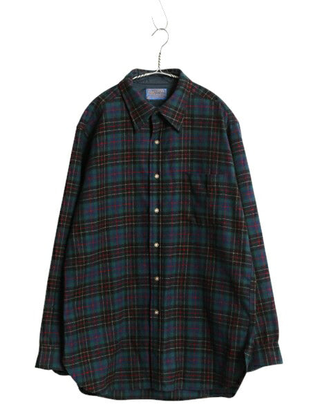 70s USA製 ペンドルトン チェック 長袖 ウール シャツ メンズ L ヴィンテージ 長袖シャツ ポケット付き マルチカラー カジュアル トラッド