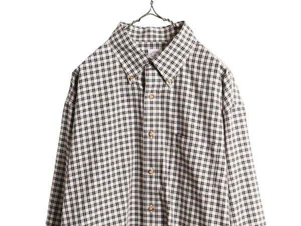 ブルックスブラザーズ チェック 長袖 ボタンダウン シャツ メンズ XL BROOKS BROTHERS 346 長袖シャツ コットン ノーアイロン 大きいサイズ