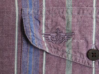 90s ドッカーズ リーバイス オックスフォード ストライプ 長袖 シャツ メンズ L / 90年代 オールド LEVIS DOCKERS コットン ポケット付き
