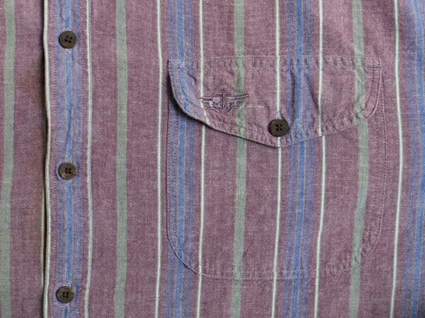 90s ドッカーズ リーバイス オックスフォード ストライプ 長袖 シャツ メンズ L / 90年代 オールド LEVIS DOCKERS コットン ポケット付き